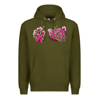Army Green Breast Cancer skeleton hands Premium Hoodie - NancyCooperArtShop
