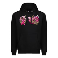 Black Breast Cancer skeleton hands Premium Hoodie - NancyCooperArtShop