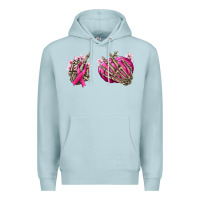 Blue Mist Breast Cancer skeleton hands Premium Hoodie - NancyCooperArtShop
