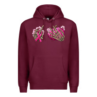 Burgundy Breast Cancer skeleton hands Premium Hoodie - NancyCooperArtShop