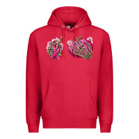 Cardinal Breast Cancer skeleton hands Premium Hoodie - NancyCooperArtShop