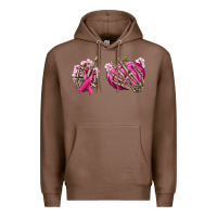 Chestnut Breast Cancer skeleton hands Premium Hoodie - NancyCooperArtShop