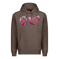 Coffee Breast Cancer skeleton hands Premium Hoodie - NancyCooperArtShop