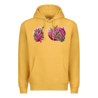 Mustard Breast Cancer skeleton hands Premium Hoodie - NancyCooperArtShop