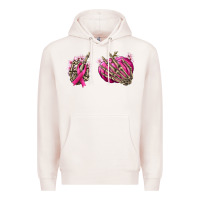 Pale Pink Breast Cancer skeleton hands Premium Hoodie - NancyCooperArtShop