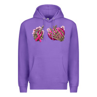 Purple Breast Cancer skeleton hands Premium Hoodie - NancyCooperArtShop