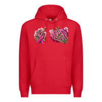 Red Breast Cancer skeleton hands Premium Hoodie - NancyCooperArtShop