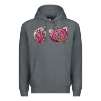 Rock Breast Cancer skeleton hands Premium Hoodie - NancyCooperArtShop