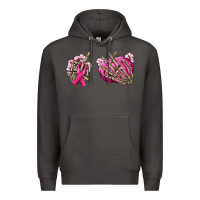 Smoke Breast Cancer skeleton hands Premium Hoodie - NancyCooperArtShop