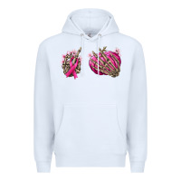 White Breast Cancer skeleton hands Premium Hoodie - NancyCooperArtShop