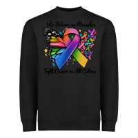 Black we believe in miracles fight cancer in all colors Heavyweight Sweatshirt - MaliasSmallBusiness