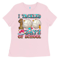Bubblegum Pink i tackled 100 days of school volleyball Ladies Tee - Zillion Design Studio
