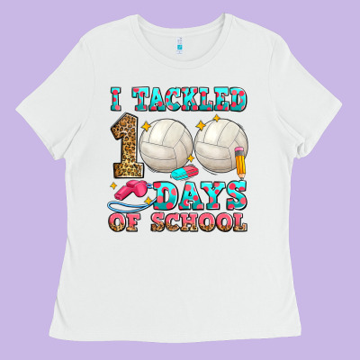 I Tackled 100 Days Of School Volleyball Ladies Tee Designed By Zillion Design Studio
