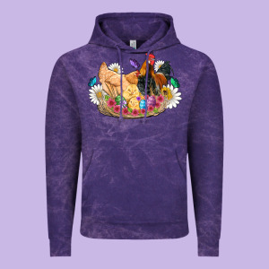 Easter Coop Animals Farm Chicken Chiks Rooster Flowers Butterfly Vintage Hoodie Designed By Artiststas