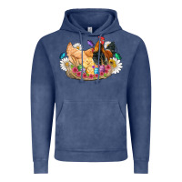 Vintage Denim easter coop animals farm chicken chiks rooster flowers butterfly Vintage Hoodie - Artiststas