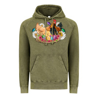 Vintage Olive easter coop animals farm chicken chiks rooster flowers butterfly Vintage Hoodie - Artiststas
