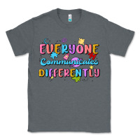 Charcoal Heather everyone communicates differently Classic Tee - MaliasSmallBusiness