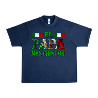Navy El Papa Mas Chingon Mexican Urban Heavy Tee - LillyAllenDesigns