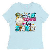 Baby Blue small town big spirit volleyball Ladies Tee - Zillion Design Studio