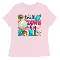 Bubblegum Pink small town big spirit volleyball Ladies Tee - Zillion Design Studio