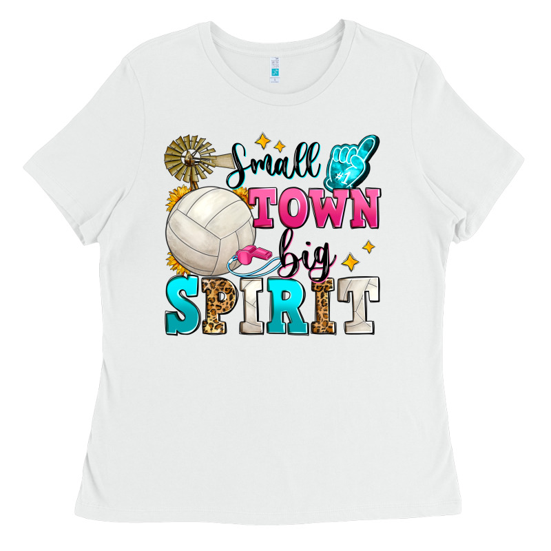 Small Town Big Spirit Volleyball Ladies Tee by Zillion Design Studio | Teevron