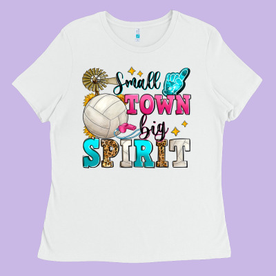 Small Town Big Spirit Volleyball Ladies Tee Designed By Zillion Design Studio