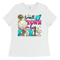 White small town big spirit volleyball Ladies Tee - Zillion Design Studio