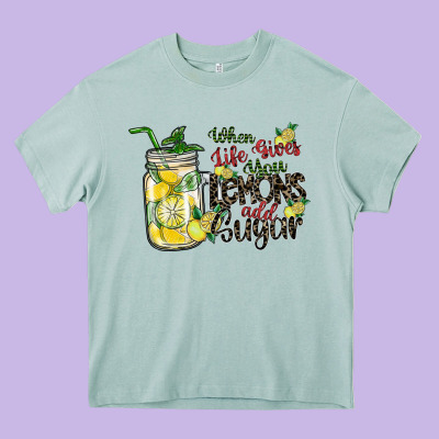 When Life Gives You Lemons Add Sugar Heavy Core Tee Designed By Sublimationcraftshop