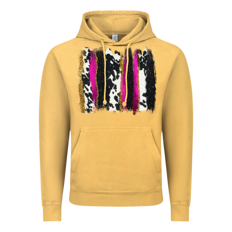 Cow , Yellow And Pink Glitter Brushstrokes Vintage Hoodie by AdoDesignShop | Teevron