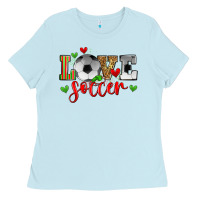 Baby Blue love soccer Ladies Tee - Zillion Design Studio