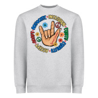 Heather Grey advocate inclusion equity equality accept adapt Heavyweight Sweatshirt - MaliasSmallBusiness