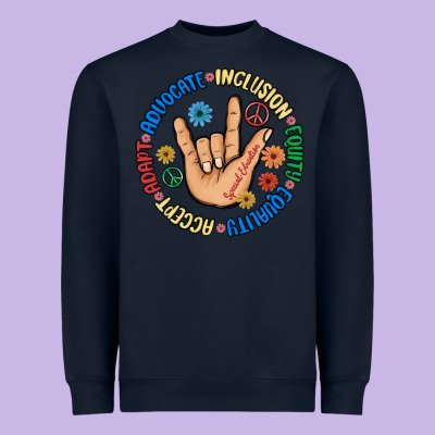 Advocate Inclusion Equity Equality Accept Adapt Heavyweight Sweatshirt Designed By Maliassmallbusiness