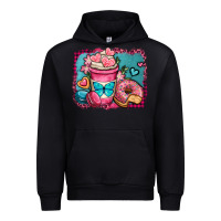 Black valentines day coffee cup and sweets Urban Hoodie - OliviaCreatesArt