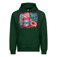 Forest Green valentines day coffee cup and sweets Urban Hoodie - OliviaCreatesArt