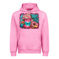 Fuchsia Pink valentines day coffee cup and sweets Urban Hoodie - OliviaCreatesArt