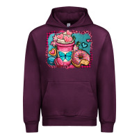 Mauve Wine valentines day coffee cup and sweets Urban Hoodie - OliviaCreatesArt
