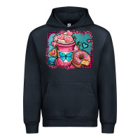 Navy valentines day coffee cup and sweets Urban Hoodie - OliviaCreatesArt