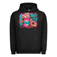 Pigment Black valentines day coffee cup and sweets Urban Hoodie - OliviaCreatesArt