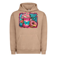 Pigment Burro valentines day coffee cup and sweets Urban Hoodie - OliviaCreatesArt