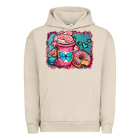 Pigment French Oak valentines day coffee cup and sweets Urban Hoodie - OliviaCreatesArt