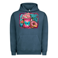 Pigment Midnight Navy valentines day coffee cup and sweets Urban Hoodie - OliviaCreatesArt