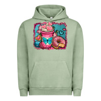 Pigment Oil Green valentines day coffee cup and sweets Urban Hoodie - OliviaCreatesArt