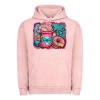Pigment Salmon valentines day coffee cup and sweets Urban Hoodie - OliviaCreatesArt