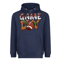 Navy Game day leopard Football Heavyweight Hoodie - NancyCooperArtShop