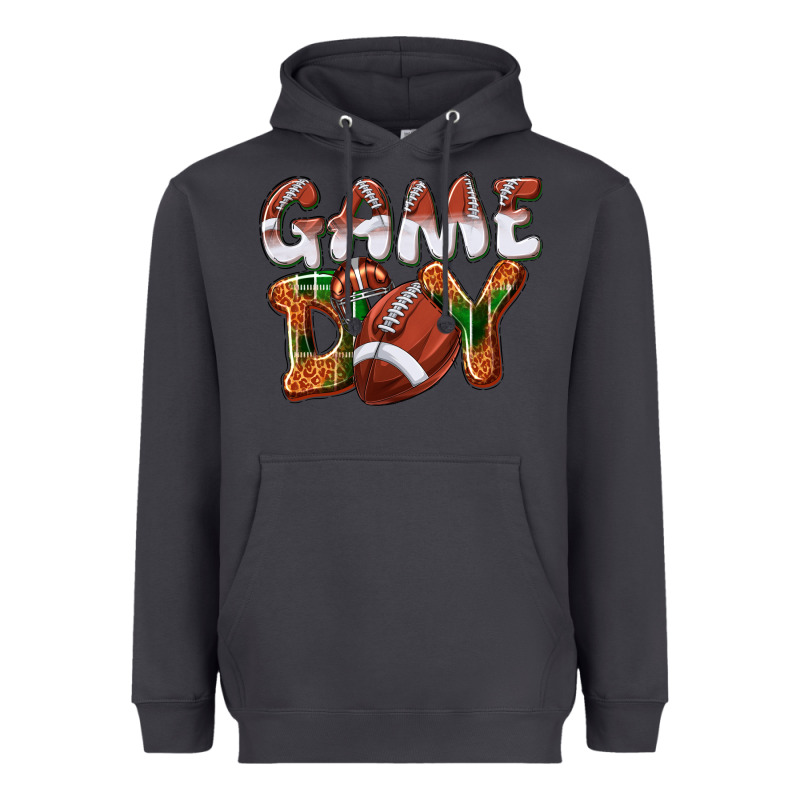 Game Day Leopard Football Heavyweight Hoodie by NancyCooperArtShop | Teevron