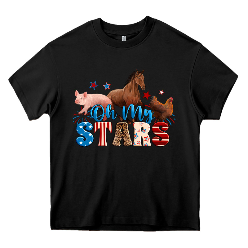 Horse Pig Chicken With Oh My Stars Heavy Core Tee by Neo Western | Teevron