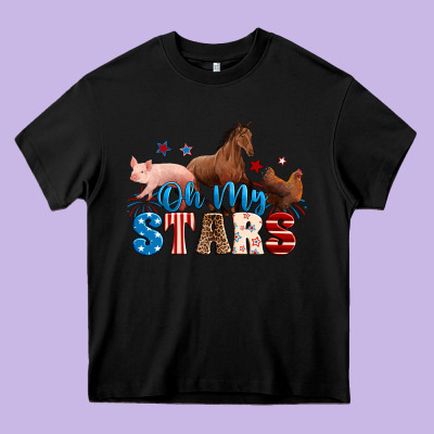 Horse Pig Chicken With Oh My Stars Heavy Core Tee Designed By Neo Western
