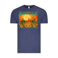 Vintage Denim western sunset cactus sunflowers gemstones leopards Vintage Tee - BarkalooDesign