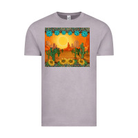 Western Sunset Cactus Sunflowers Gemstones Leopards Vintage Tee | Teevron