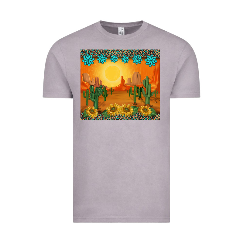 Western Sunset Cactus Sunflowers Gemstones Leopards Vintage Tee by BarkalooDesign | Teevron